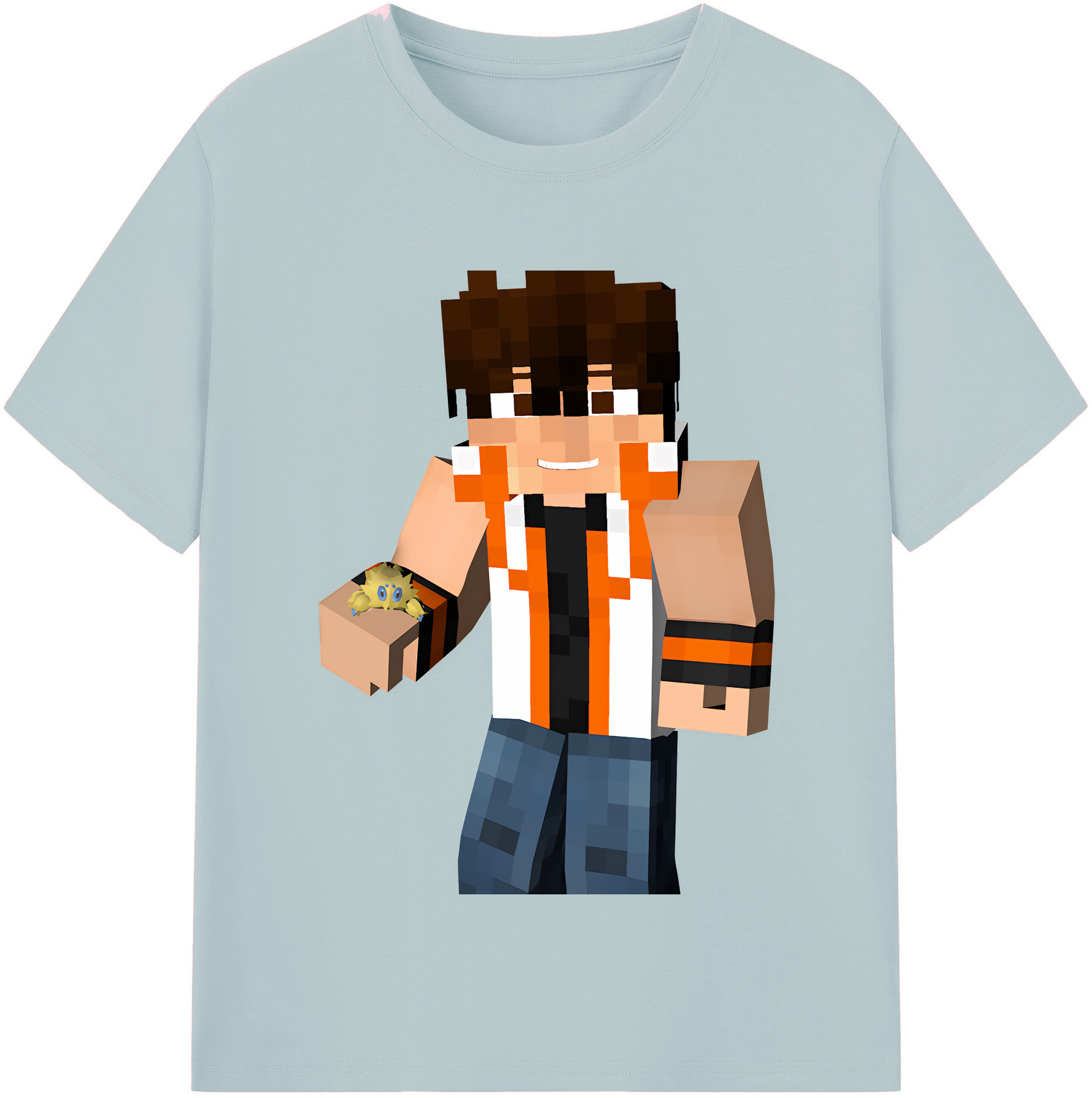 （画像用） マインクラフト ブロックの世界 Minecraft MC Block world 綿100％半袖Tシャツ（フロントプリント）